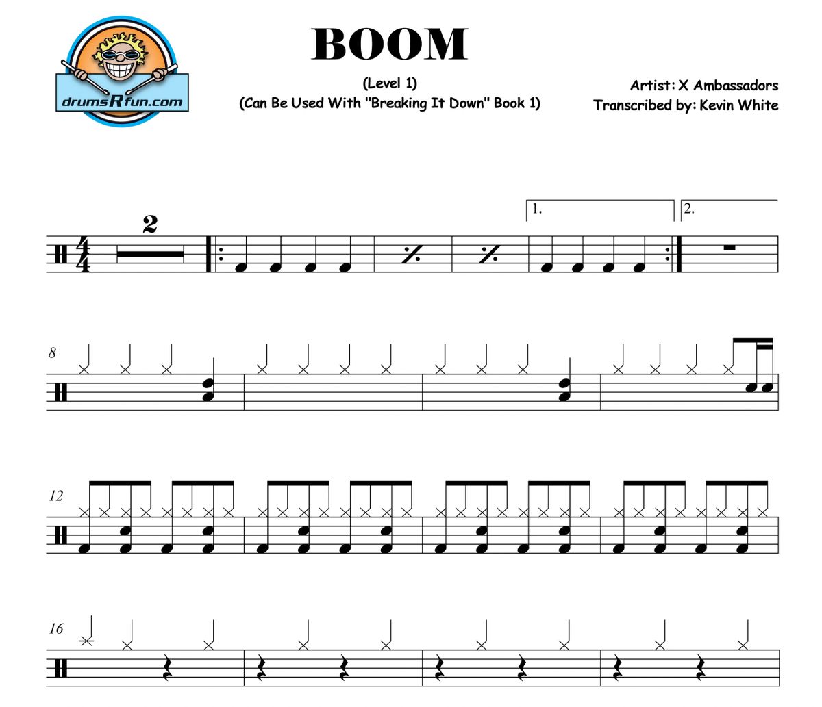 X Ambassadors, BOOM Drum Transcription Level 1
